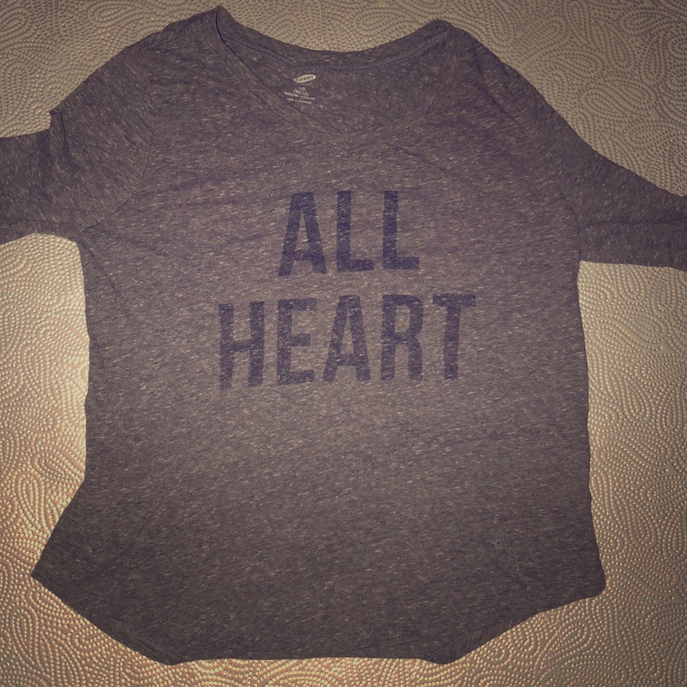 Grey long sleeve shirt, Titled “All Heart”